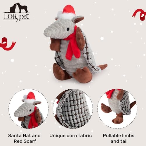 Hollypet Armadillo Squeaky Puppy Dog Toys for Small Medium Dogs, Christmas