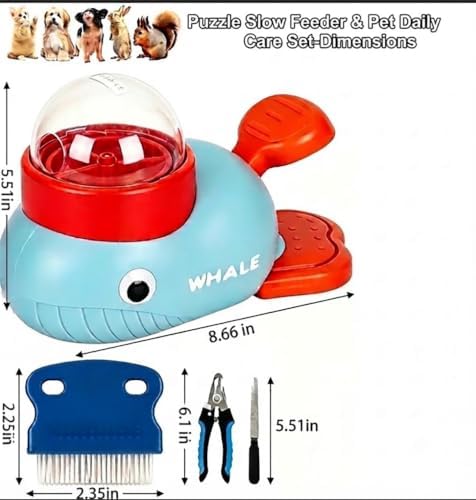 Pet Duck Snack Dispenser, Tear Comb, and Nail Trimmer Set | The anti clogging design of the puzzle slow feeder can hold up to 4 ounces, suitable for small and medium-sized dogs