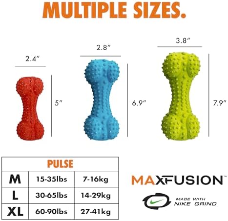 Arlee Rubber Bone Dog Toy for All Dogs, Max Fusion Made with Nike Grind, Red Durable & Natural Rubber Chew Toy for Play, Fetch, Tug & Chewing, Medium, 1 Count