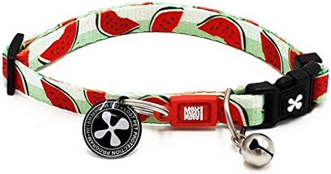 Max & Molly Cat & Kitten Collar Watemelon with Bell & Breakaway Safety Buckle, Fun Style for Girl or Boy Cats & Kittens, Waterpoof, Comfortable, Adjustable, Includes Gotcha QR Code Pet ID
