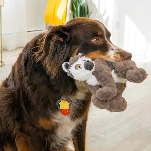 KONG Scampers Wildlife Plush Dog Toy with Low Tone Squeaker (Lion/Lemur Combo)