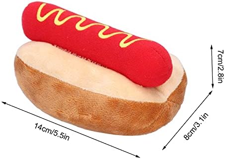 Zerodis Dog Squeaky Plush Puppy Toys, Hot Dog Shape Detachable Soft Plush Dog Toy Cute Interactive Dog Toys Chew Toys for Small Medium Dogs