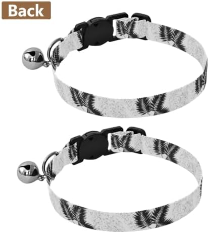 Tropical Palm Leaf Black Kitten Collar with Bell 2 Pack Cat Collar Adjustable Length 10.6" to 17.1"