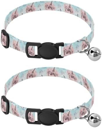 Eiffel Towers Puppy Collar 2 Pack Dog Collars for Small Dogs Adjustable 10.6 to 17.1 Inches