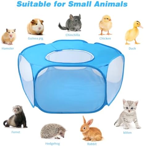 Rypet Guinea Pig Playpen Pop-Up, Outdoor Yard Fence for Small Pets,TentBlue