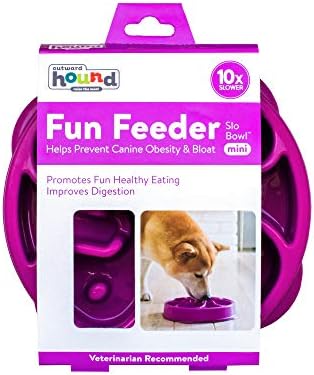 Outward Hound Fun Feeder Slo Bowl – Medium 2‑Cup Capacity,Slow Feeding,Small to Medium Dogs & Cats,Non-Slip,Purple,Flower Pattern,(Pack of 12)
