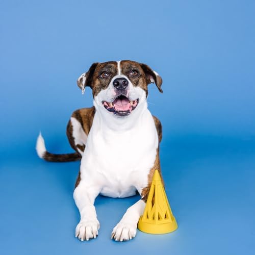 Fringe Studio You Cone DO IT! Yellow Rubber Dog Toy, Pet Shop Collection (518040)