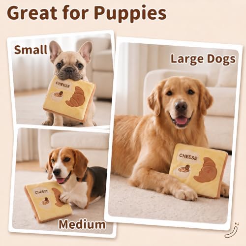Thalirem Croissant Snuffle Dog Toy, Crinkle Plush Puzzle Toy
