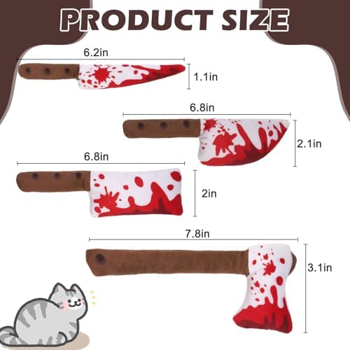 EXPAWLORER Cat Toys- 4 Psc Interactive Horror Knife Cat NipToy for Indoor Cats, Bite Resistant Chew Toys Teeth Cleaning,Gift Indoor Exercise for All Cat Breeds