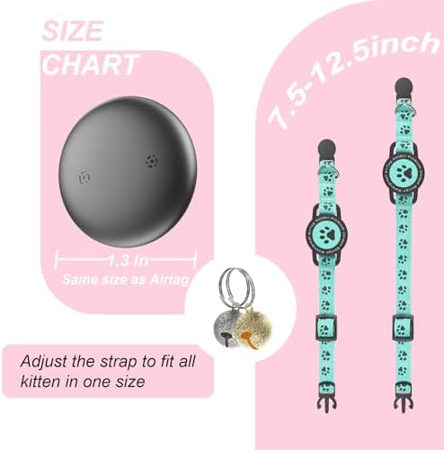 GPS Cat Tracker Collar (iOS & Android), No Monthly Fee Pet GPS Tracker Blue