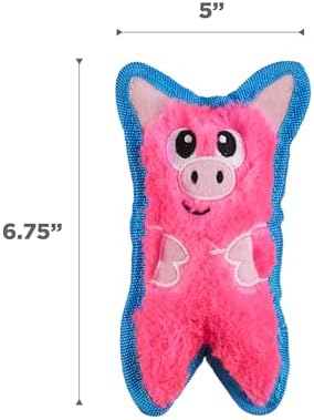 Outward Hound Durablez Minis Tough Chew Plush Squeaky Dog Toy, Pig, 6.8"