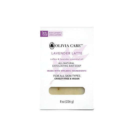 Olivia Care Exfoliating Bar Soap, Coffee Beans, 100% Natural, Organic Ingredients, Clean Energize Mind Body, Full of Vitamin & Antioxidants (Lavender Latte)