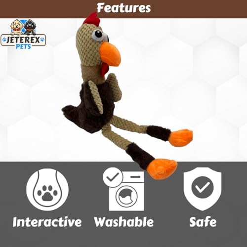 Large Dog Toy - Chicken Squeaky Dog Toys for Large Dogs, Medium and Small Dogs. Durable with Pineapple Plush Fabric, Long Legs, Hidden Seams, Reinforced Stress Points, Googly Eyes