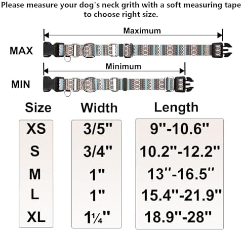 Martingale Dog Collar with Buckle Tribal Design Adjustable Escape Proof Pet Collars (Aztec, Medium)