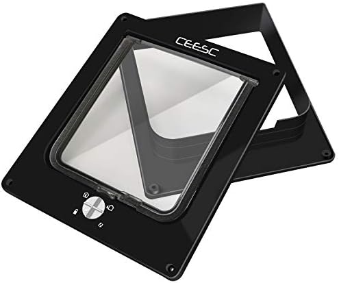 CEESC X-Large Cat Door for Interior/Exterior, for Pets <24.8", Black | Rotary 4-Way Lock, Weatherproof, Fits doors 1.26-2.14", Adjustable tunnel depth, Upgraded version
