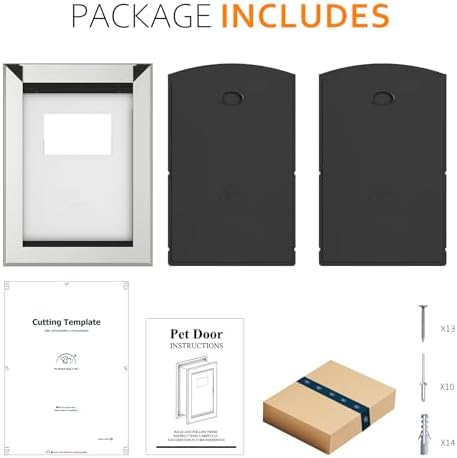 [Classicmacher] Aluminum Heavy Duty X-Large Dog Door Up to 200lbs Silver