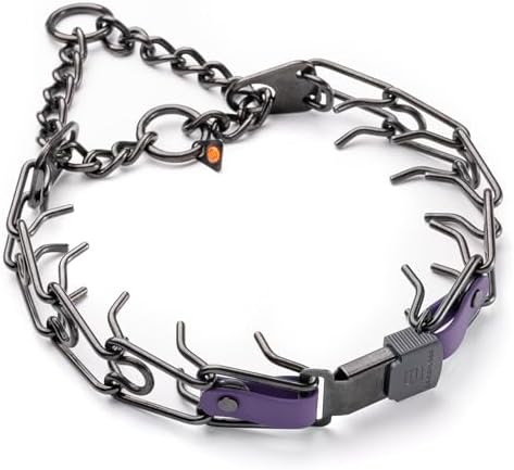 Herm Sprenger Black Stainless Steel Dog Collar with Quick Release ClicLock Buckle O-Ring Biothane Insert Training Collar Made in Germany (Violet Purple, 25in x 4.0mm(Neck Size up to21-22in))