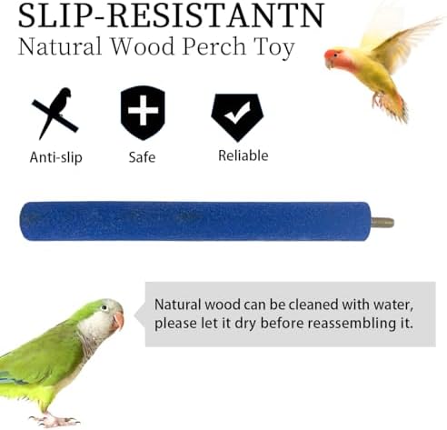 FlidRunest Perch Toy with Rotating Balls for Birds, Rough-surfaced Natural Parrot Perch Toy, Bird Bell Balls for Budgies,Parakeets, Parrots,Cockatiels,Lovebirds,Conures