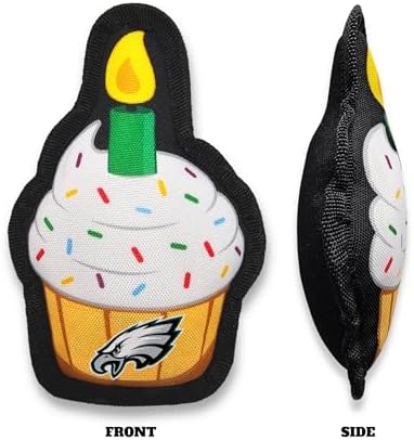 Pets First NFL Philadelphia Eagles Pet Birthday Cupcake Squeaker Toy - NFL Dog Birthday Party Set and Costume, Licensed Football Team Dog & Cat Birthday Cupcake Toys, Durable Toy for Puppies
