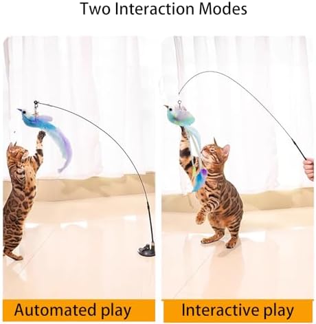 Cat Toys Interactive Hands-Free 8 Pack Cat Toys for Indoor, | Cats Toy Wand Natural Bird Feather,Hanging Door Lure Kitten Toy, Suction Cup Pet Playing,Suction Cup Pet Indoor