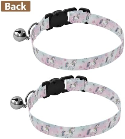 White Unicorns Rainbow Manes Easy to Clean Kitten Collar 2 Pack Adjustable Pet Collar