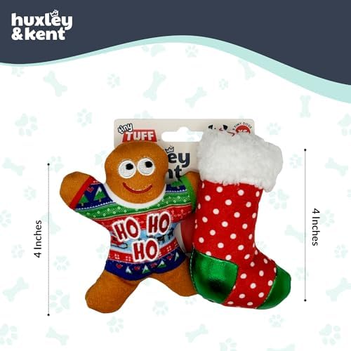 Huxley & Kent Tiny Tuff Plush Dog Toy, Ugly Sweater Party (2 Pack)