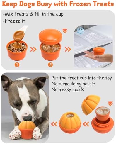 Treat Dispensing Dog Toys for Aggressive Chewers, Interactive Frozen Enrichment Puzzle Ball to Keep Dogs Busy, Indestructible Nylon Chew Toy for Medium Large Breed