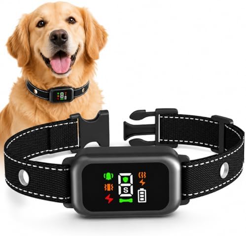 Smart Bark Collar for Large Medium Small Dogs, Anti Barking Device with 6 Training Modes, Exclusive Forced Bark-Stopping, Rechargeable IP67 Waterproof Bark Collar with 7 Sensitivity