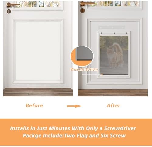 MIAOTONG 2 Pack Weatherproof Small Dog Door Replacement Flaps with Screws | Small Doggie Door Replacement Flaps Compatible with PetSafe Freedom PAC11-11037, Flexible and Durable, for Small Dog and Cat