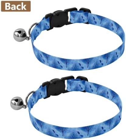 Watercolor Sky Blue Kitten Bell Collar 2 Pack Dog Collar Adjustable Length 10.6" to 17.1"