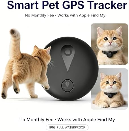 GPS Pet Tracker for Dogs & Cats | Apple Find My Compatible | No Monthly Fee | IP68 Waterproof | Real-Time Location Tracking