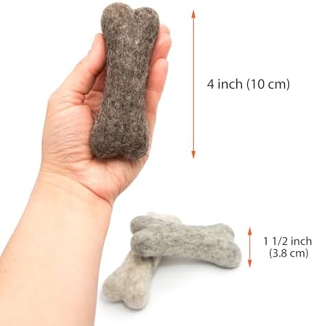 Glaciart One Felted Wool Dog Chew Bone Mini (3 Pcs)| Durable Dog Chew Toy, for Teething & Teeth Cleaning | Fetch Games & for Anxiety/Boredom | Great for Small Puppy