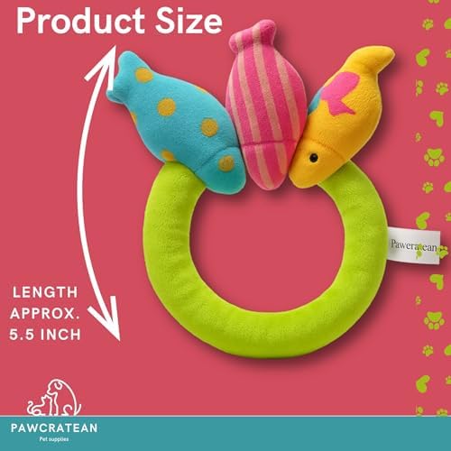 7" Squeaky Plush Toy for Puppies Small Dogs Self Etertainment Washable Soft Made [PET ONLY] (Fish Ring)