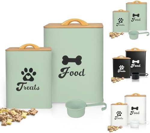 Dog Treat Container 2PCS, Dog Food Storage Container with Lids Airtight, Dog Treat Jars for Kitchen Counter-7+3Lbs (Saga Green)