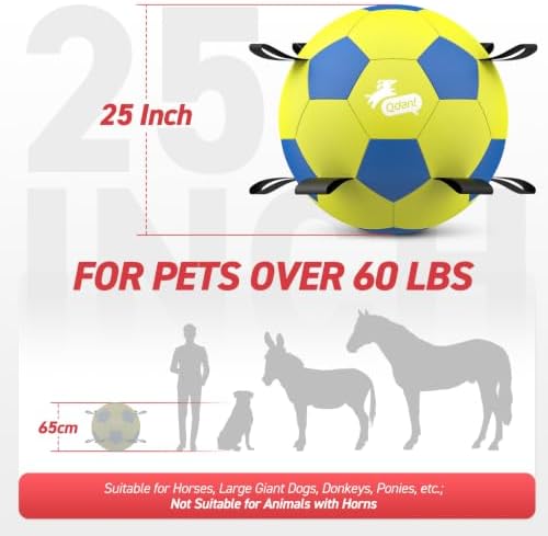 QDAN 25 Inch Herding Ball for Dog with Straps, Outdoor Dog Toys for Herding | Interactive Large Dog Herding Ball Chasing Training, Dog Ball for Border Collie, Australian Shepherd, Blue Heeler & Horses