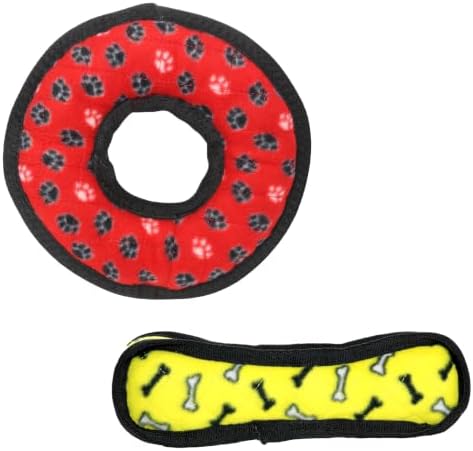 TUFFY® : 2 Pack Ring Bone Dog Toy: Ultra Durable Plush Toy with Multiple Layers & Reinforced Seams, Washable and Floats, Original Construction
