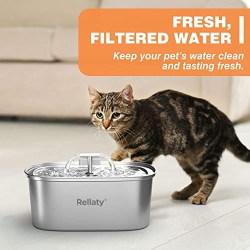 Rellaty Official 32PCS Cat Water Fountain Filters Replacement | For 3.2L/108oz Automatic Pet Water Fountain (16 filters +16 sponges)