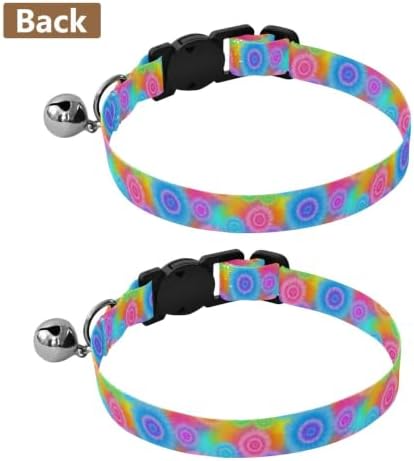 Rainbow Tie Dye Spiral Adjustable Buckle Cats Collar 2 Pack Comfortable Cat Collar