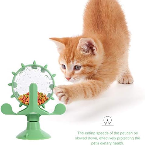 POPETPOP Windmill Cat Treat Dispenser Toy: Cat Puzzle Dispenser Slow Feeder 360° Rotating Treat Toy Dog Food Pet for s