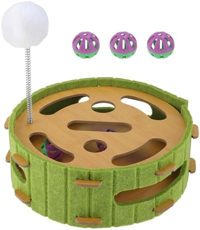 Interactive Cat Toy Puzzle Toys for Indoor, Felt Maze Box, Cat Toys, Mental Stimulation and Entertainment, Circle, Green, 1 Set