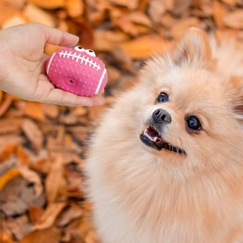 Squeaky Dog Football Toys, Natural Rubber Dog Toys Footballs 6 Pcs, Interactive Footballs Dog Balls for Teething Puppies Small Medium Dogs Outdoor Playing Fetching Training