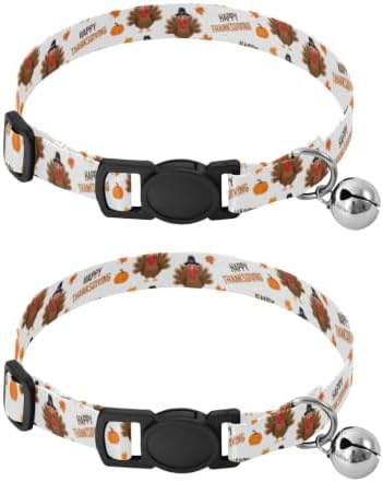 Cartoon Turkeys Kitten Collar 2 Pack Pet Collars for Cats Adjustable Length 10.6" to 17.1"
