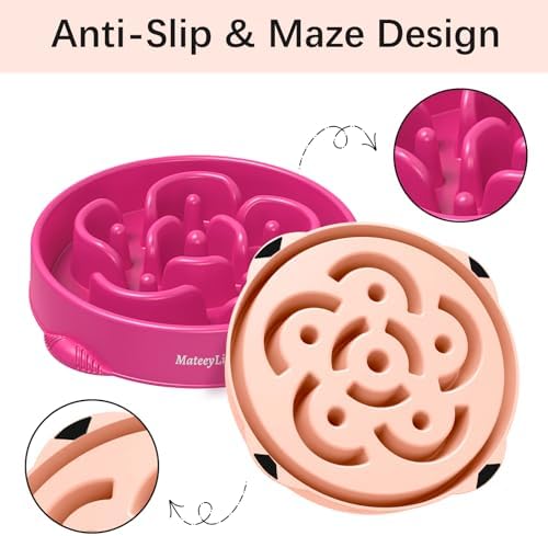 MateeyLife 2-Pack Slow Feeder Dog Bowls, 4 Cups, Dog Puzzle Feeder Bowl