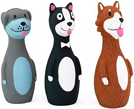 CHIWAVA 3PCS 5.7'' Squeaky Latex Short Standing Stick Toy for Small Dogs