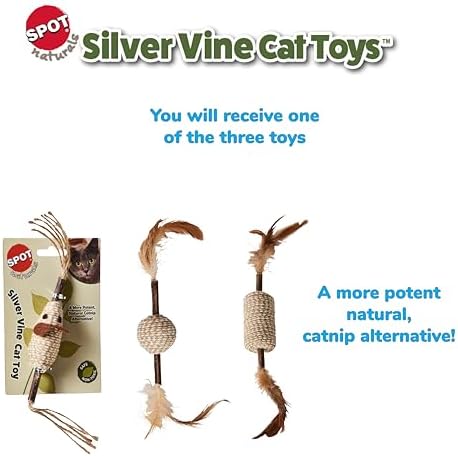 SPOT Naturals Silver Vine Cat Toy – Natural Interactive Enrichment for Cats, Stimulates Play and Reduces Stress, Durable and Safe, Perfect for Indoor Cats and Kittens, Assorted Styles, 1 Piece