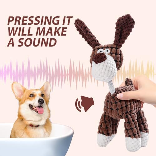 2026 New Dog Toys, Indestructible Plush Dog Toy for Aggressive Chewers, Interactive Squeaky Soft Puppy Chew Toy, Durable Teething Toys for Small Medium Large Dogs (White)
