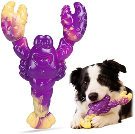 Indestructible Dog Toys for Aggressive Chewers, Tough Dog Toys for Large Dogs, Durable Dog Chew Toys to Keep Them Busy, Interactive Aggressive Chew Toys for Medium Dogs, Beef Flavor (B-Lobster)