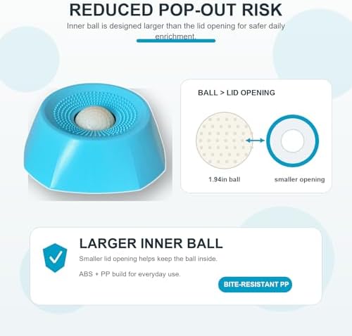 Dog Lick Ball Slow Feeder, Rolling Sphere Interactive Pet Toy with Suction Cups, Calming Slow Feeding Bowl for Liquid Treats & Peanut Butter, Anxiety Relief Licking Toy for Dogs & Cats（Blue