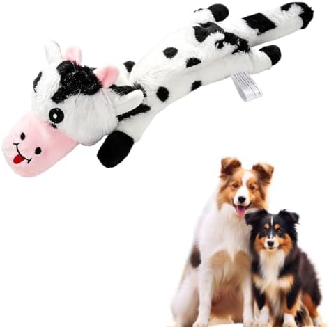 Durable Squeaky Dog Toys for Aggressive Chewers, Indestructible Stuffed Dog Toy for Small Medium Large Dogs, Interactive Chew Teething Puppy Toy for Indoor Outdoor Play (Black White)