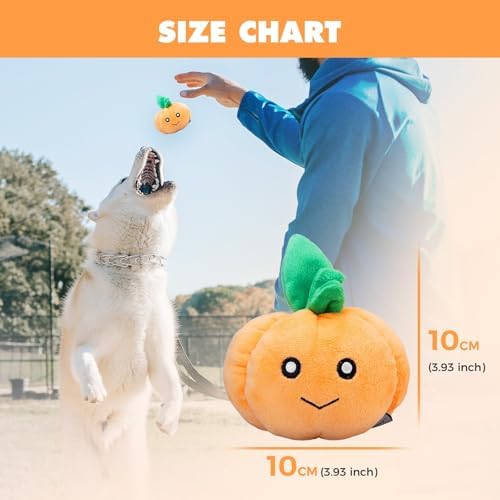 7" Squeaky Plush Toy for Puppies Small Dogs Self Etertainment Washable Soft Made [PET ONLY] (Little Pumpkin)